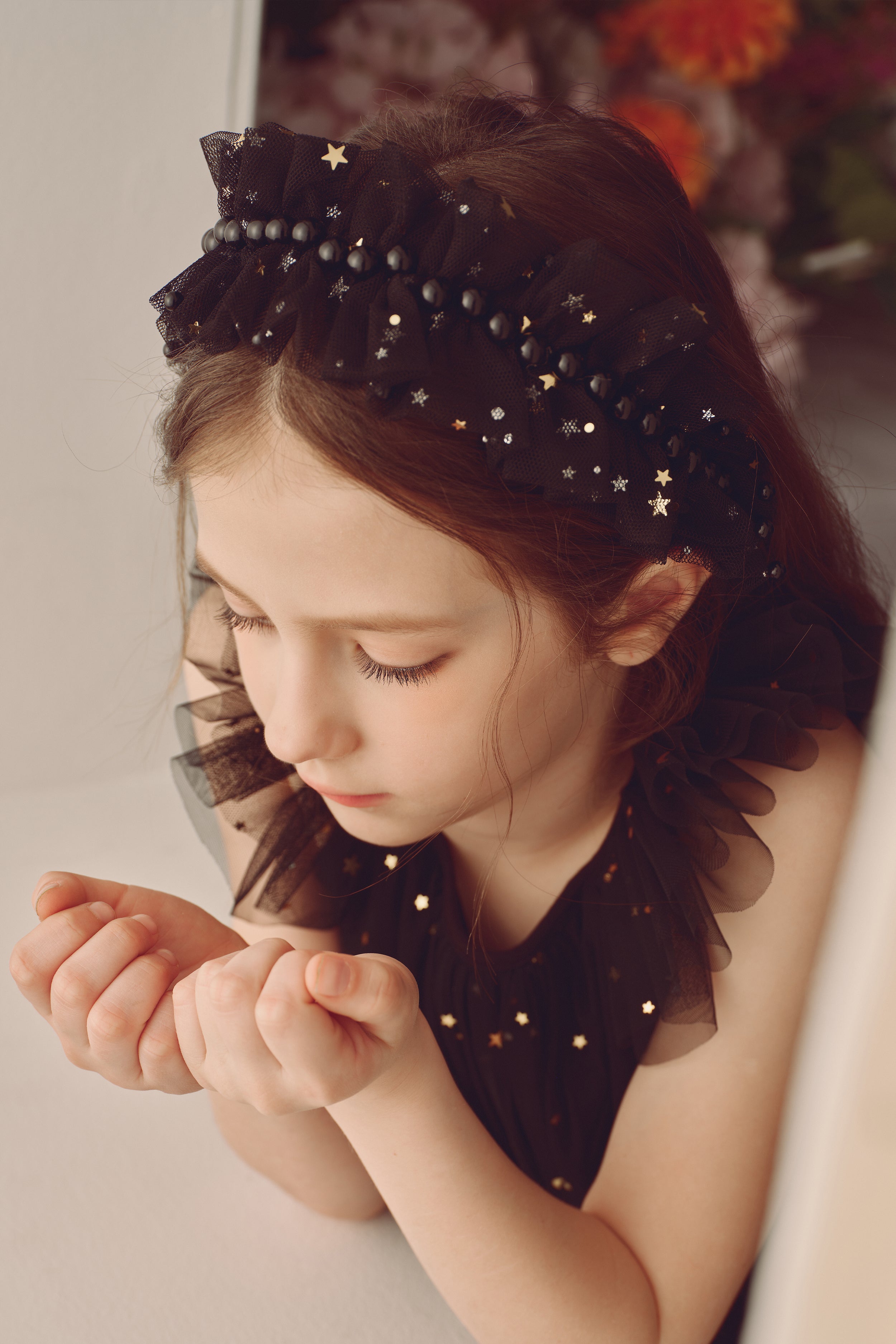 Graceful Beaded Star Mesh Headband