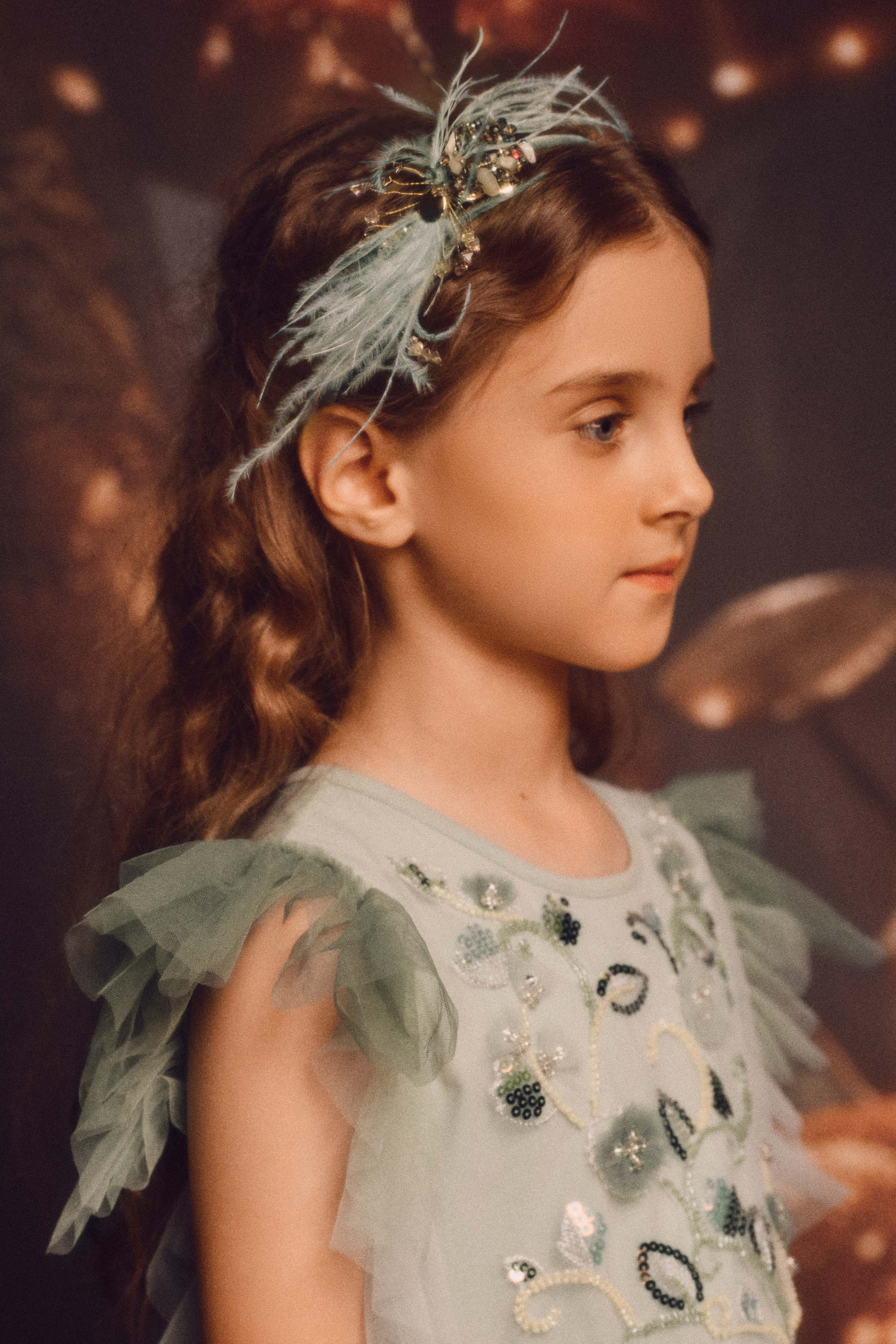 Sparkly Crystal Ostrich Feather Headband