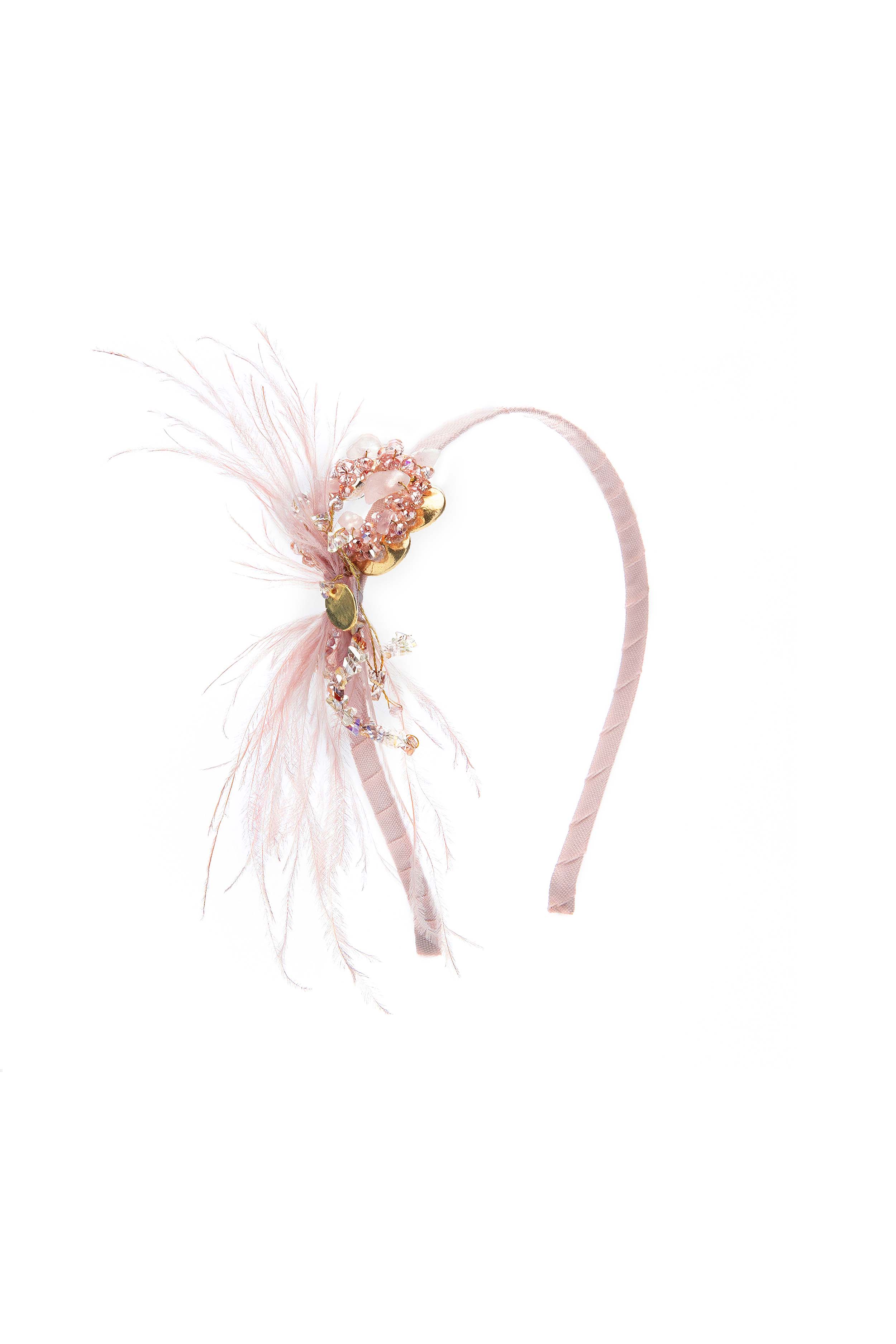 Beaded Crystal Ostrich Feather Headband