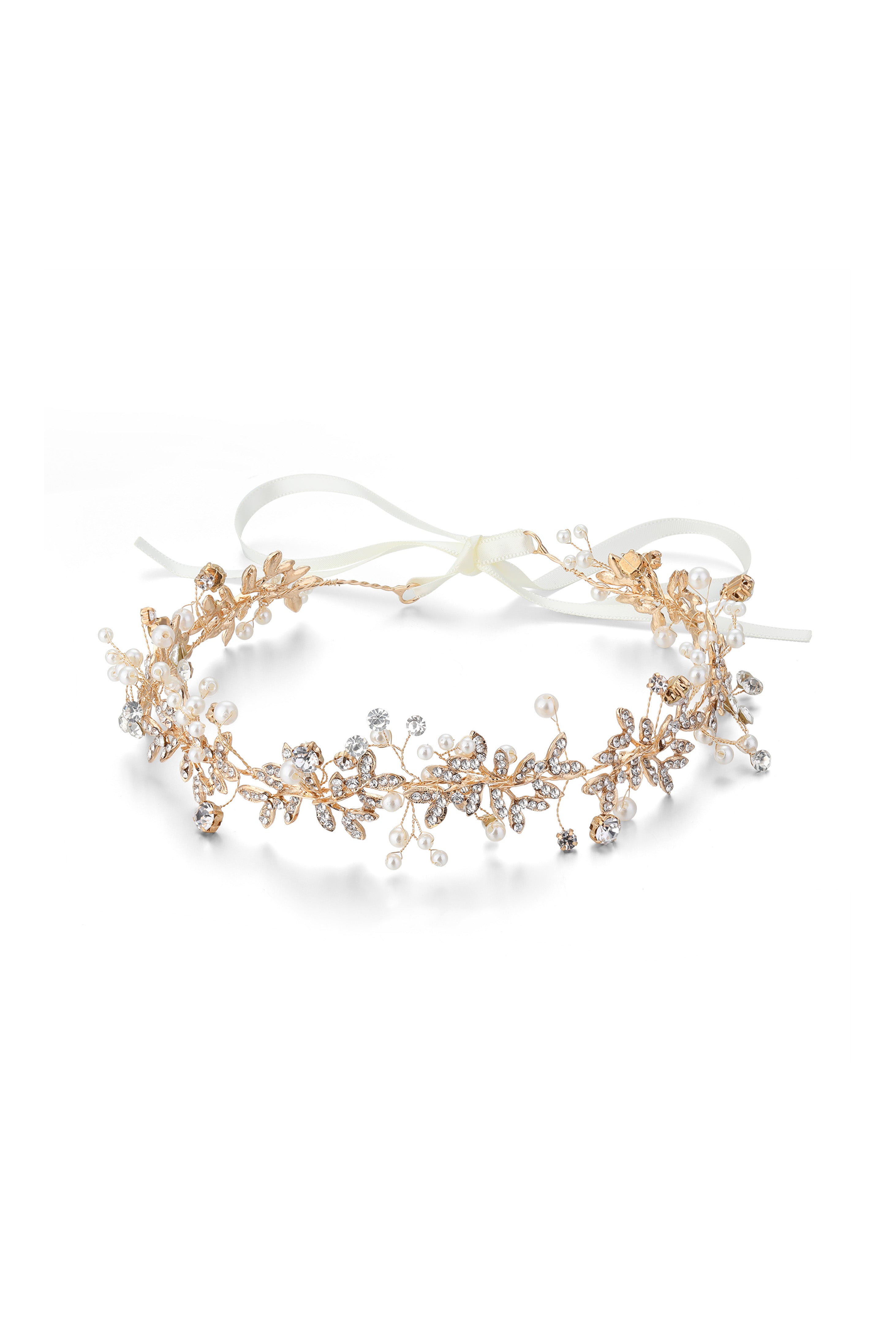 Crystal Pearl Leaf Fairy Headband