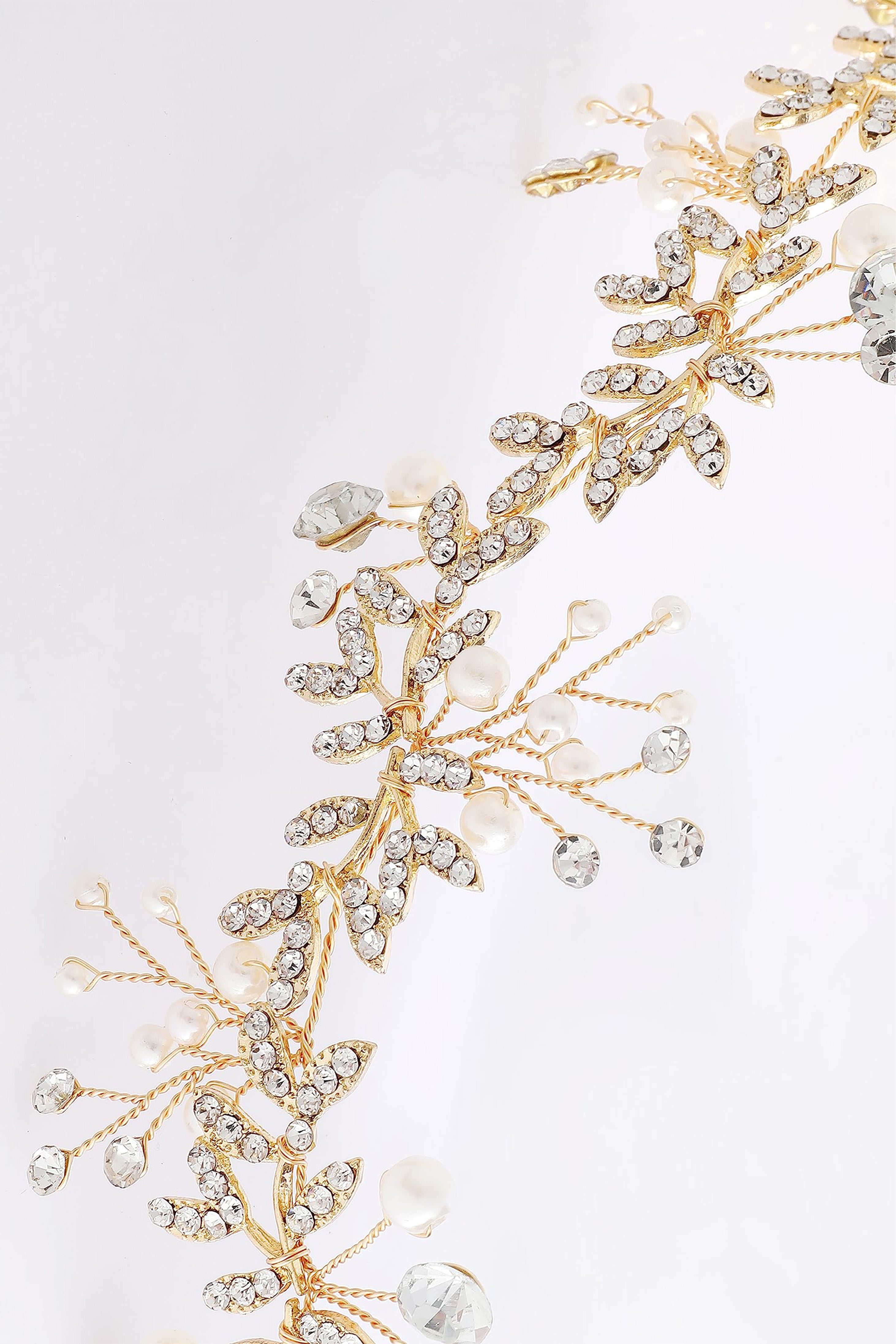 Crystal Pearl Leaf Fairy Headband
