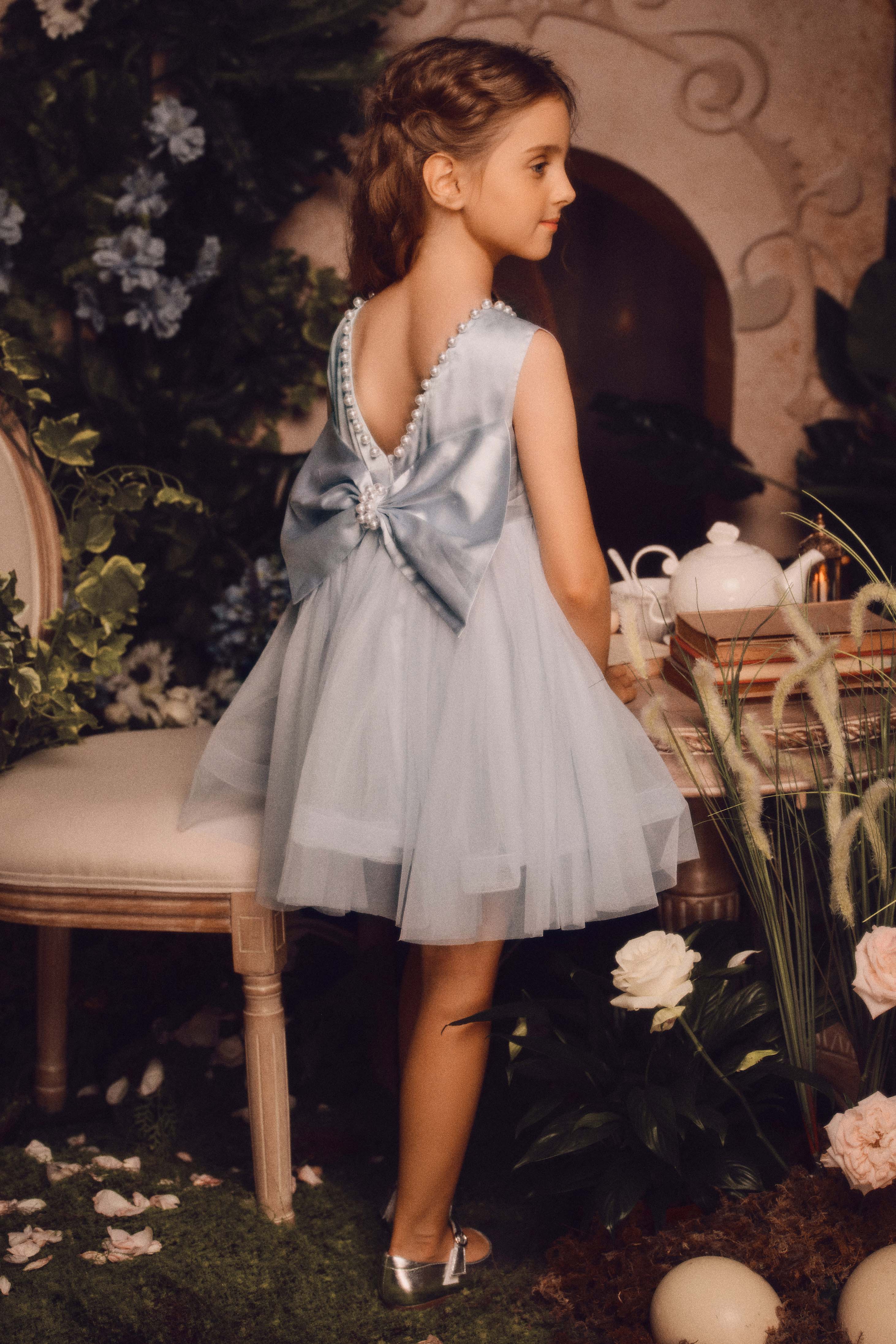 Cute Pearl Mesh Toddler Dress