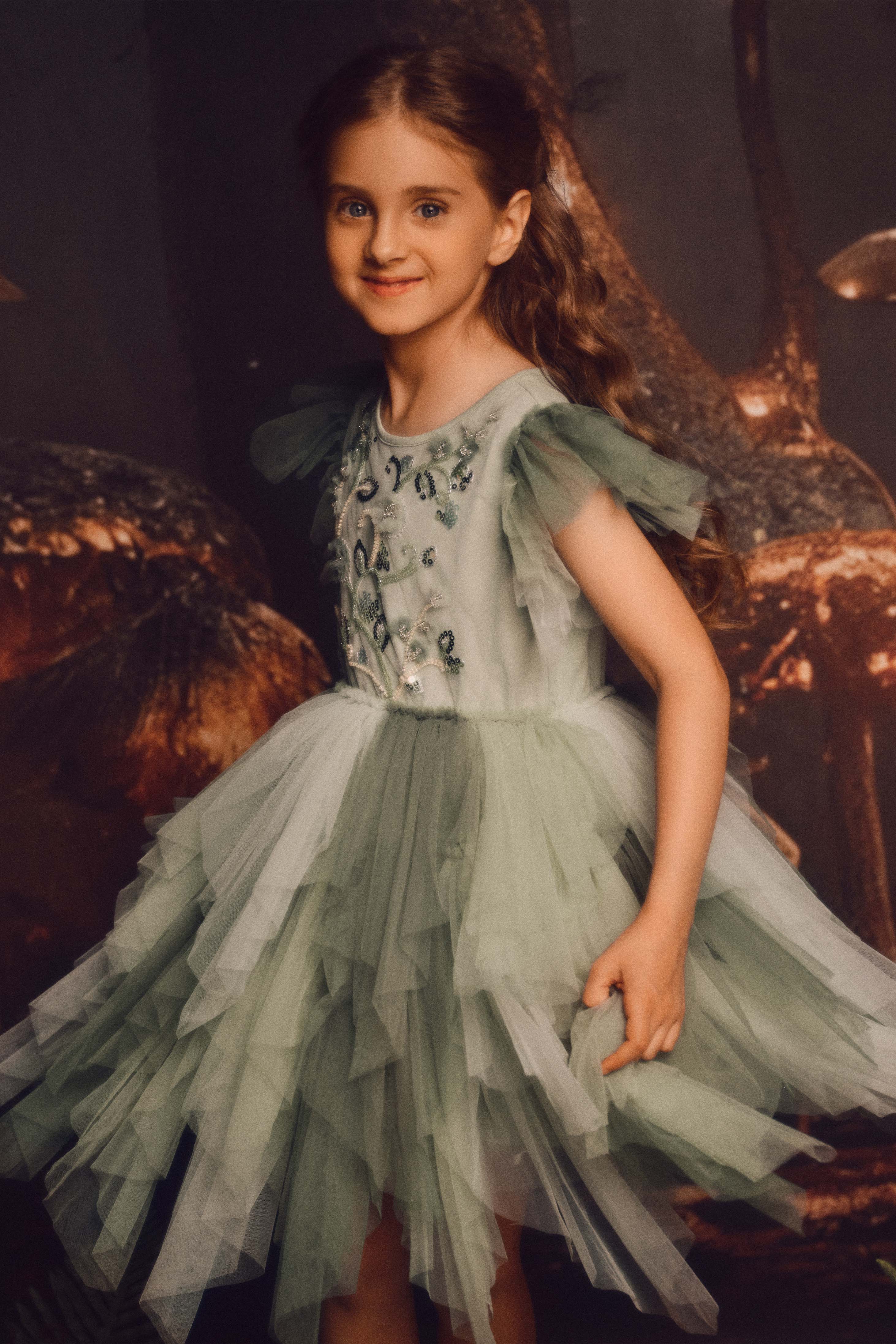 Embroidered Flower Tulle Tutu Dress