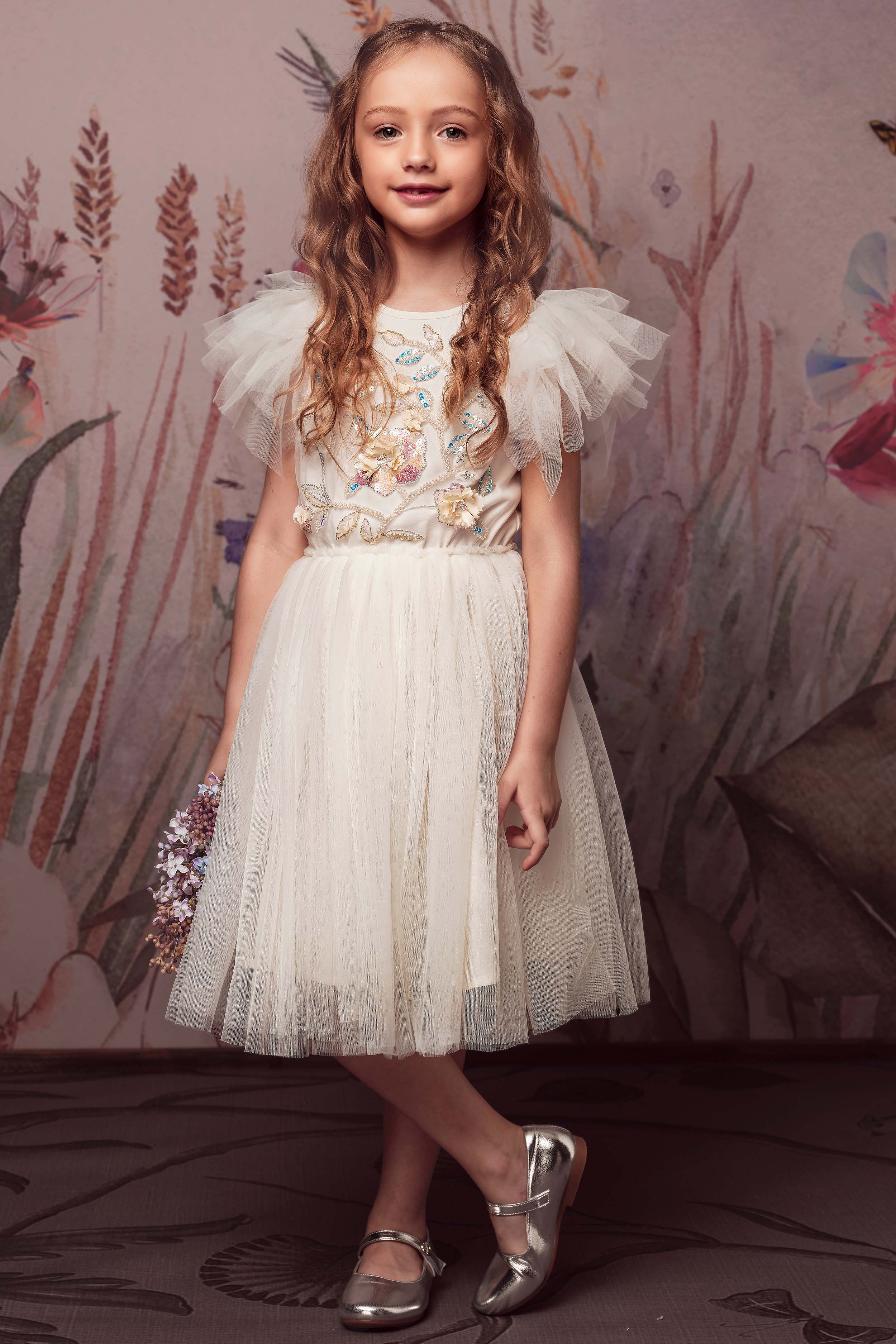 Whimsical Embroidered Flower Fairy Tutu Dress