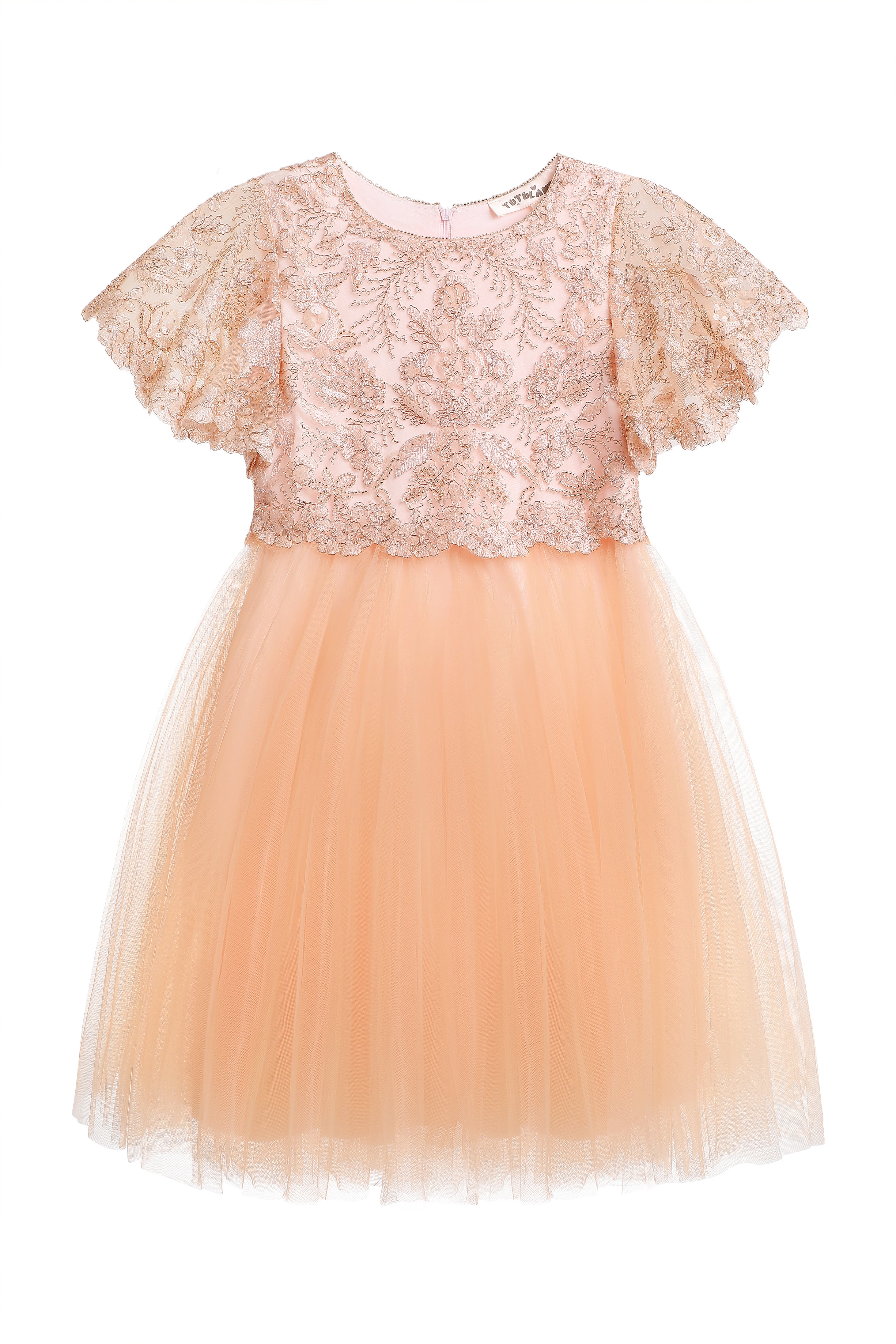 Enchanting Floral Leaf-Patterned Tulle Tutu Dress
