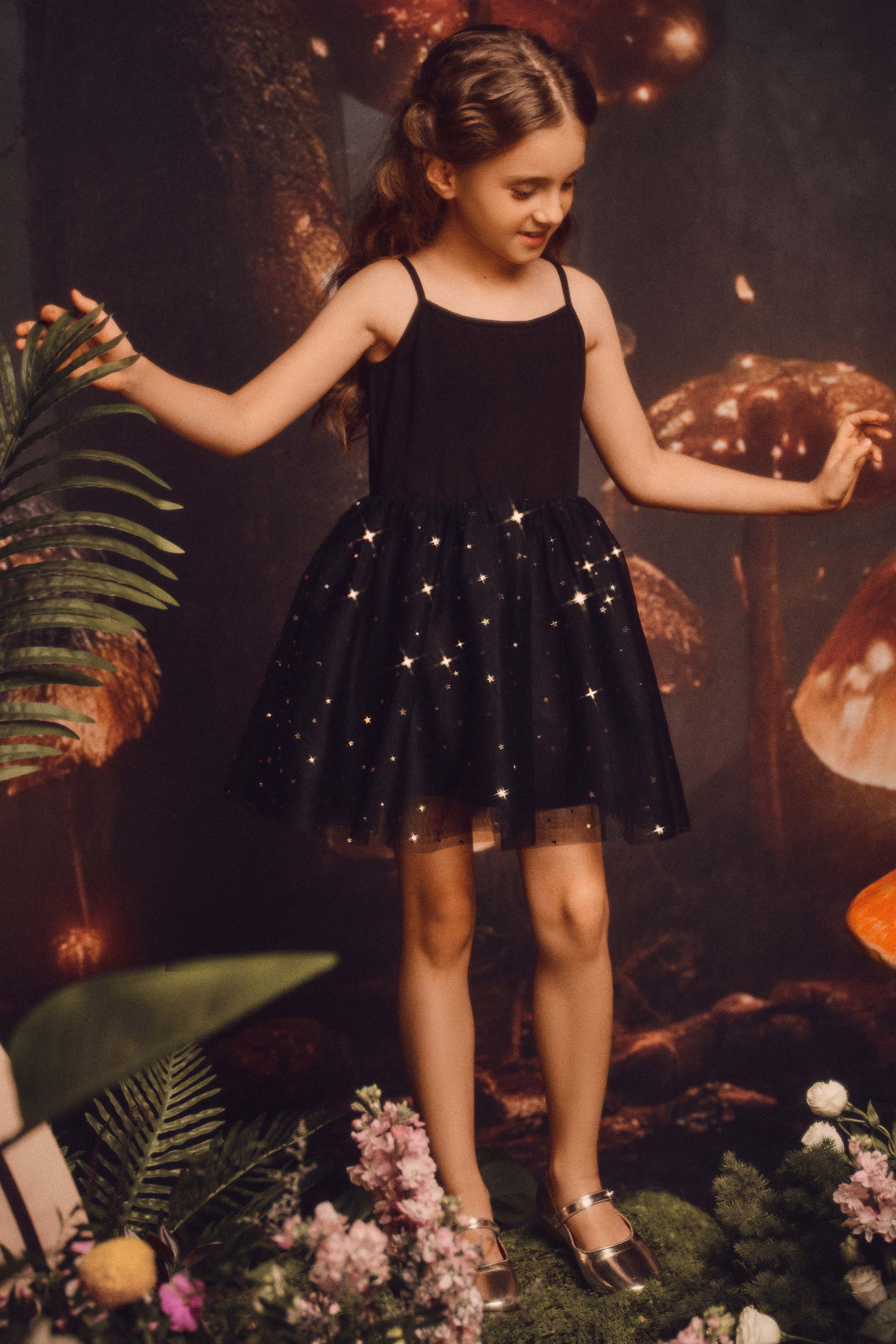 Glitter Ballerina Strap Tutu Dress