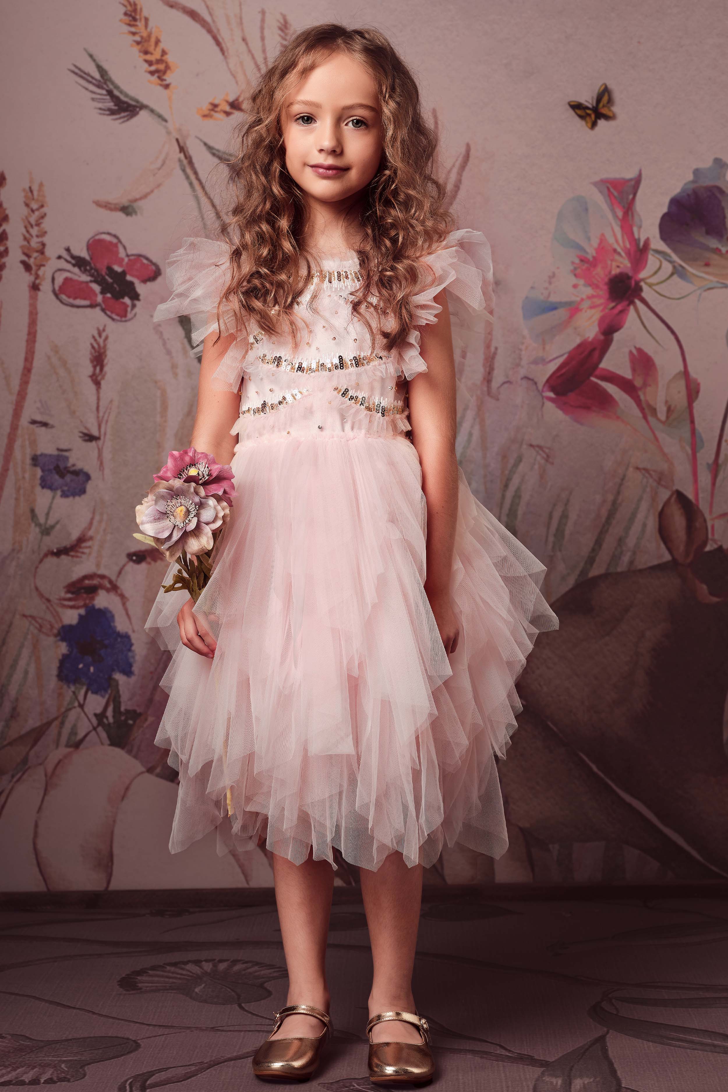 Delightful Flutter Sleeves Tutu Dress