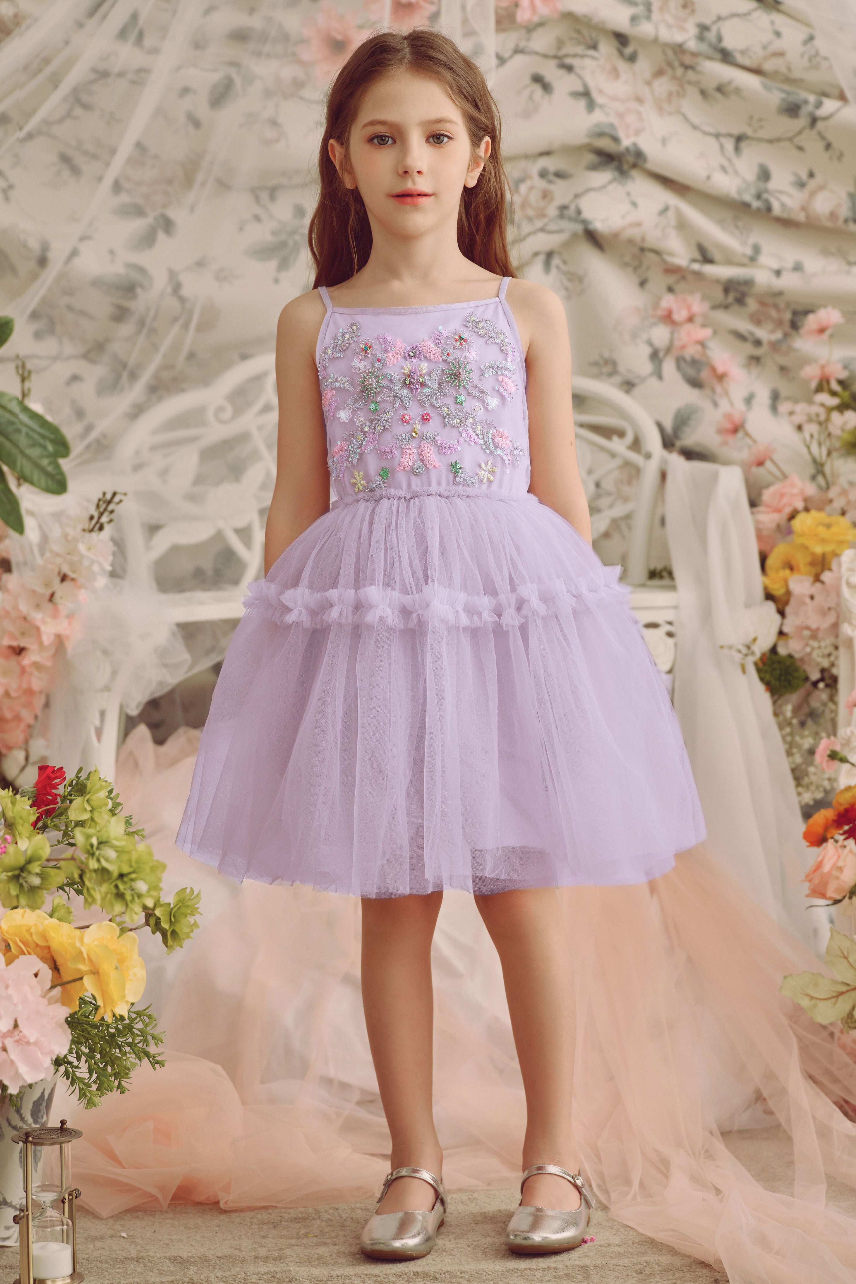 Shop Tutu Dresses - Vibrant Embroidered Tulle Dress | Tutuland Pastel Purple / 10-11 Years Shop Tutu Dresses - Vibrant Embroidered Tulle Dress | Tutuland Pastel Purple / 10-11 Years