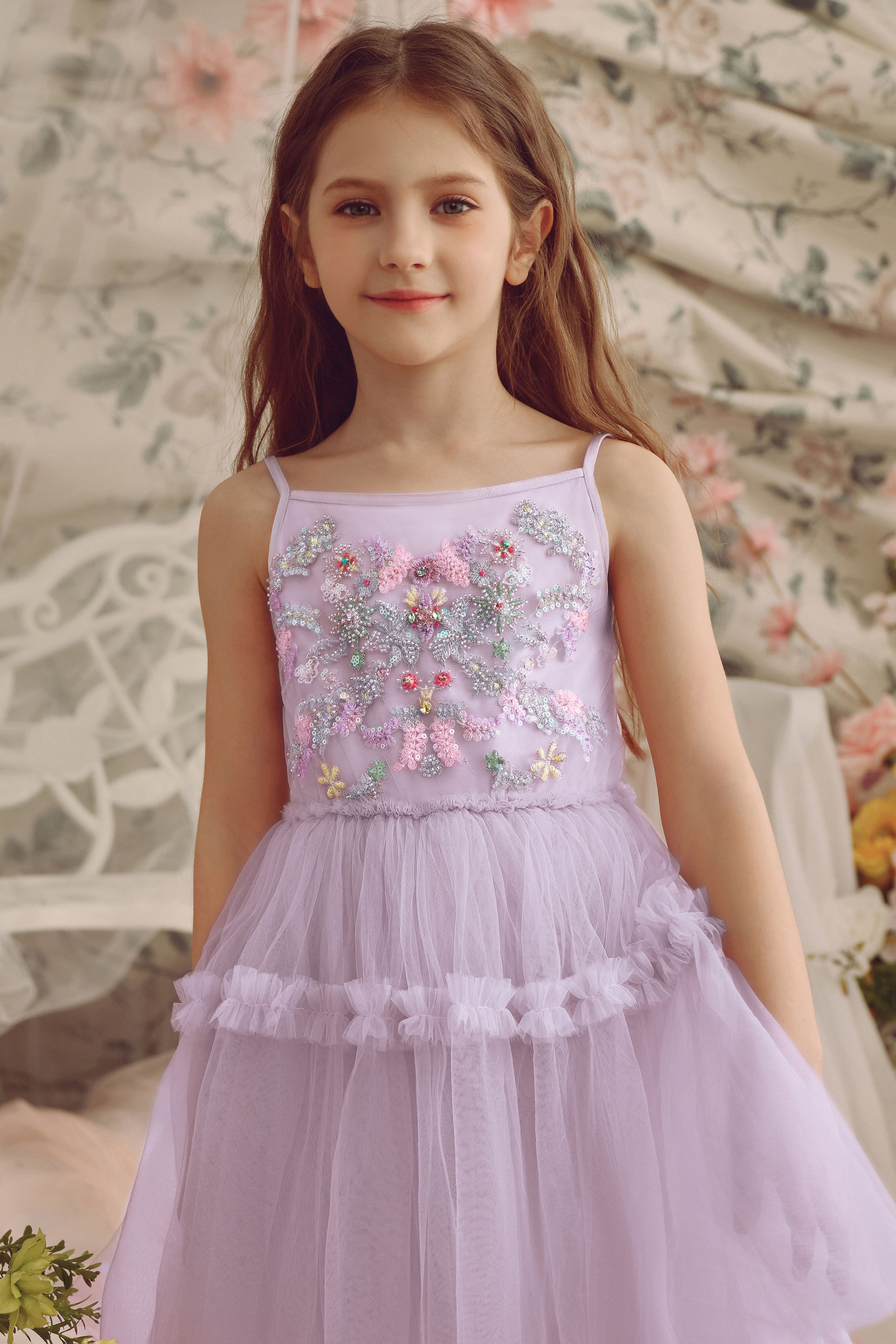Vibrant Embroidered Tulle Tutu Dress