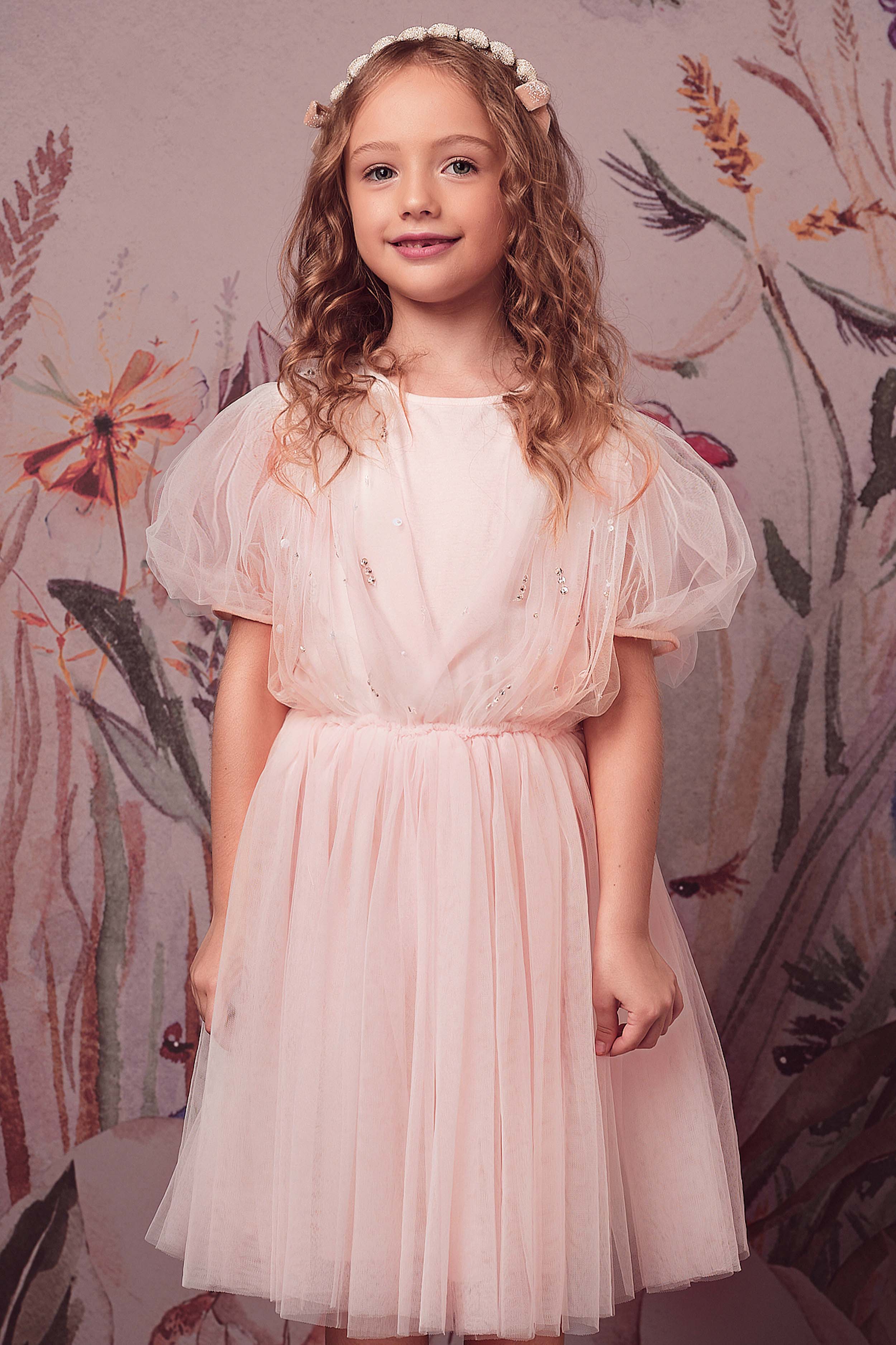Whimsical Puff Sleeve Tulle Tutu Dress