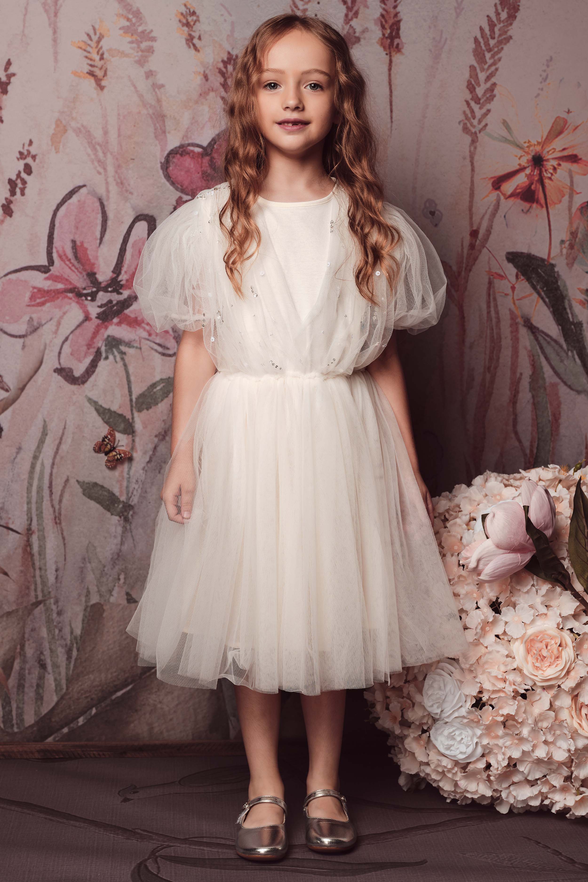 Cute Puff Sleeve Tulle Tutu Dress