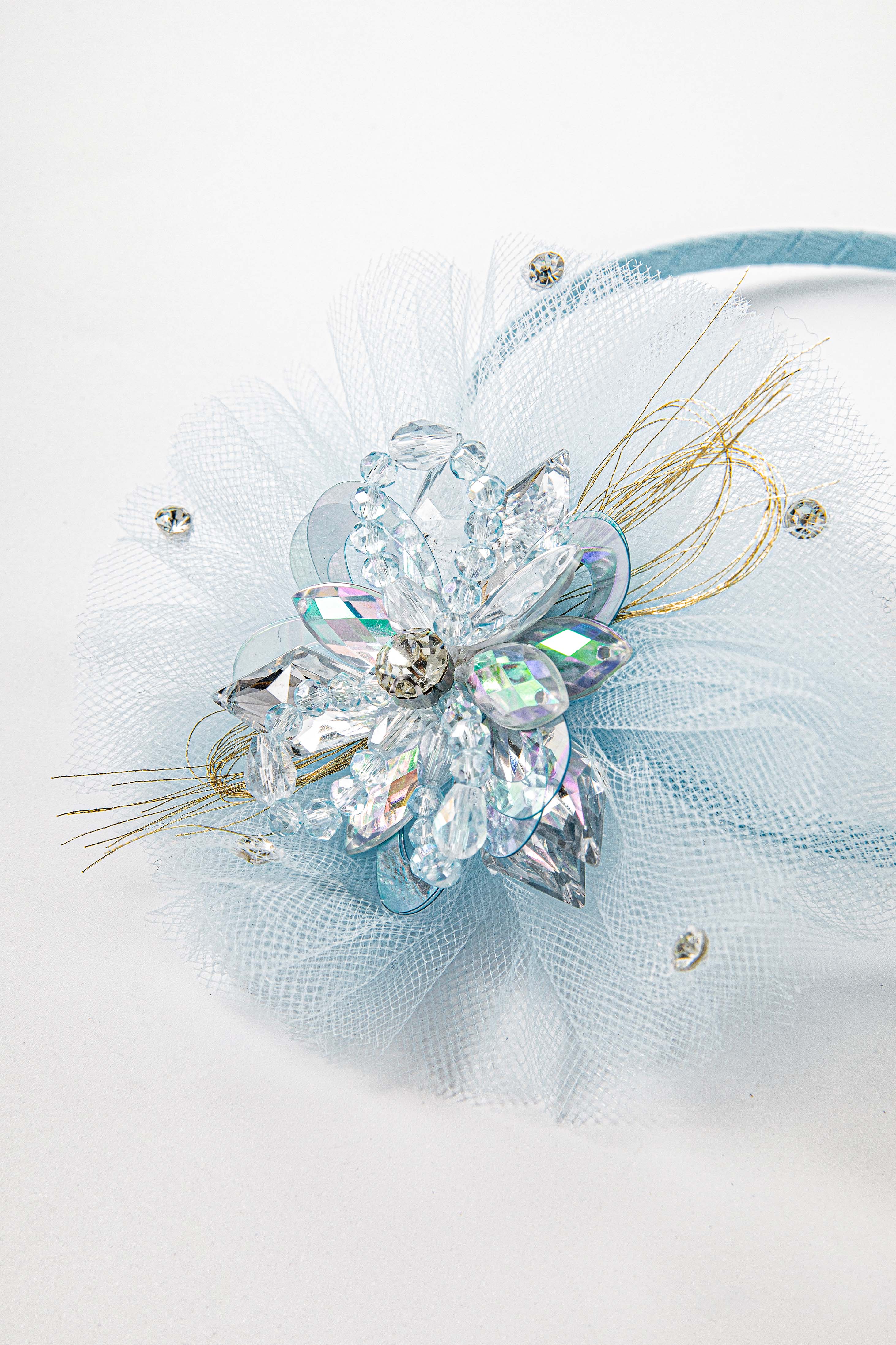 Adorable Crystal Flower Mesh Headband