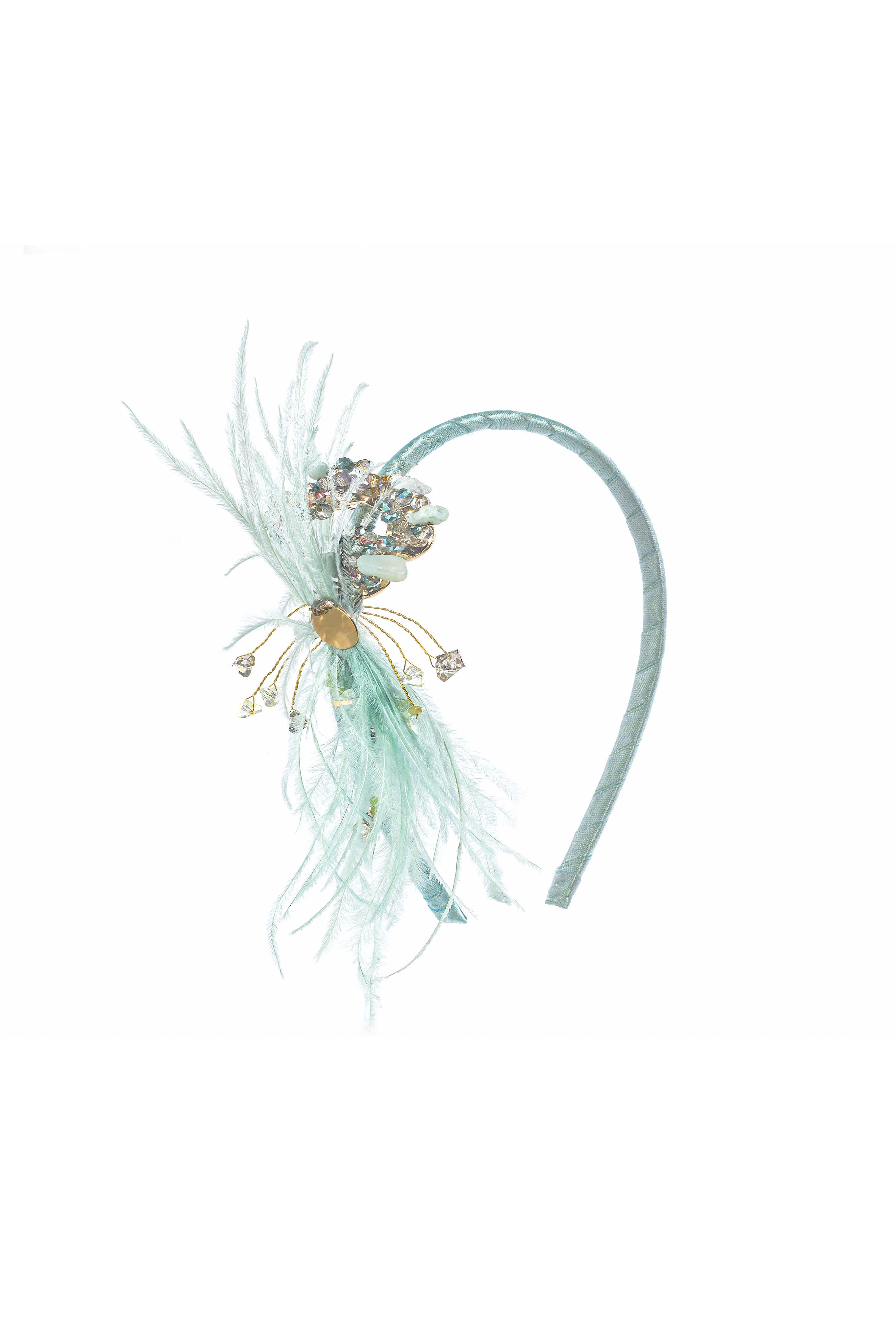 Sparkly Crystal Ostrich Feather Headband