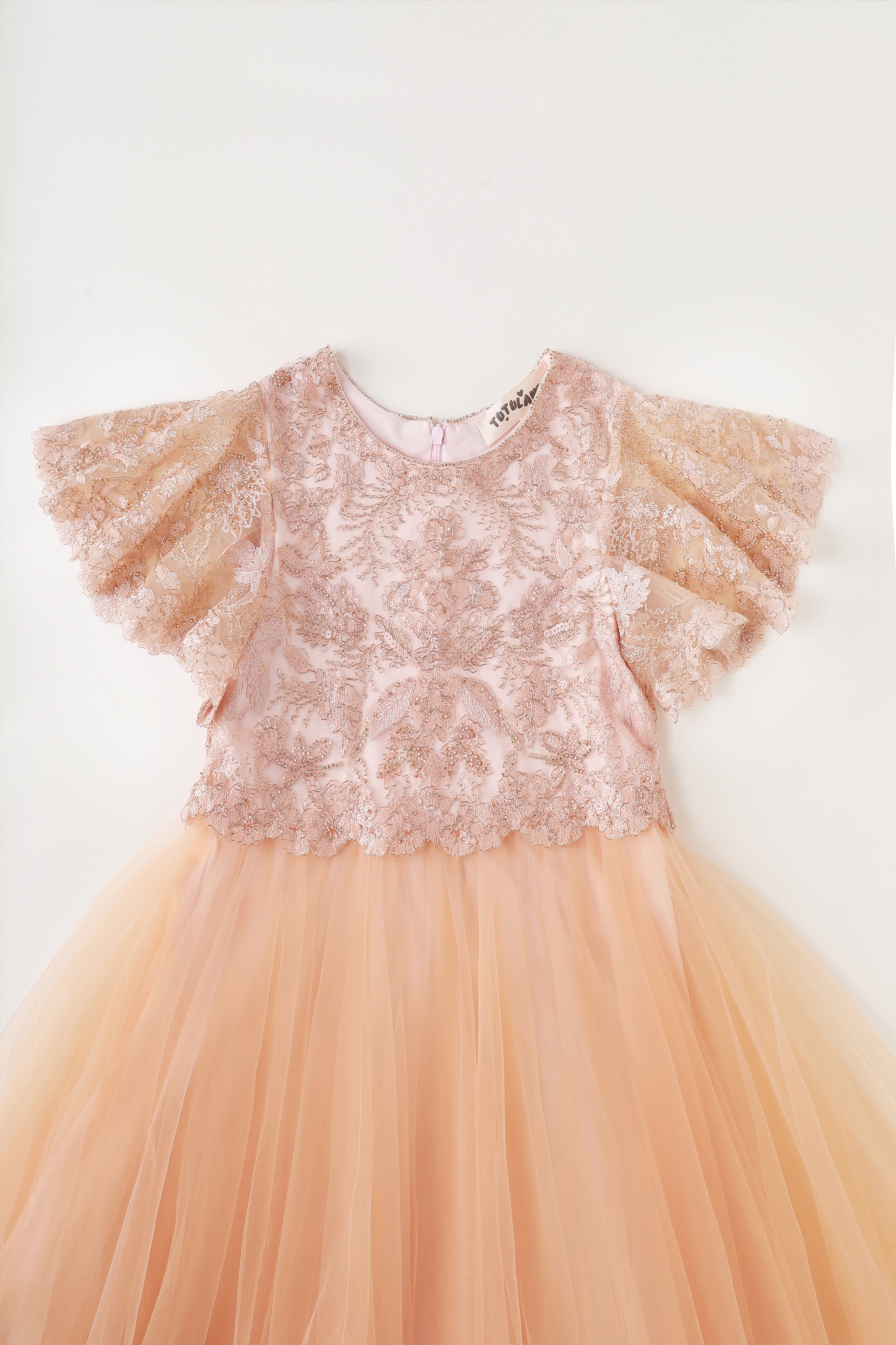 Enchanting Floral Leaf-Patterned Tulle Tutu Dress