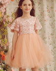 Enchanting Floral Leaf-Patterned Tulle Tutu Dress