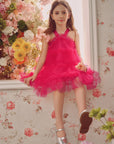 Halter Neck Pearl Tiered Tulle Tutu Dress