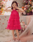 Halter Neck Pearl Tiered Tulle Tutu Dress