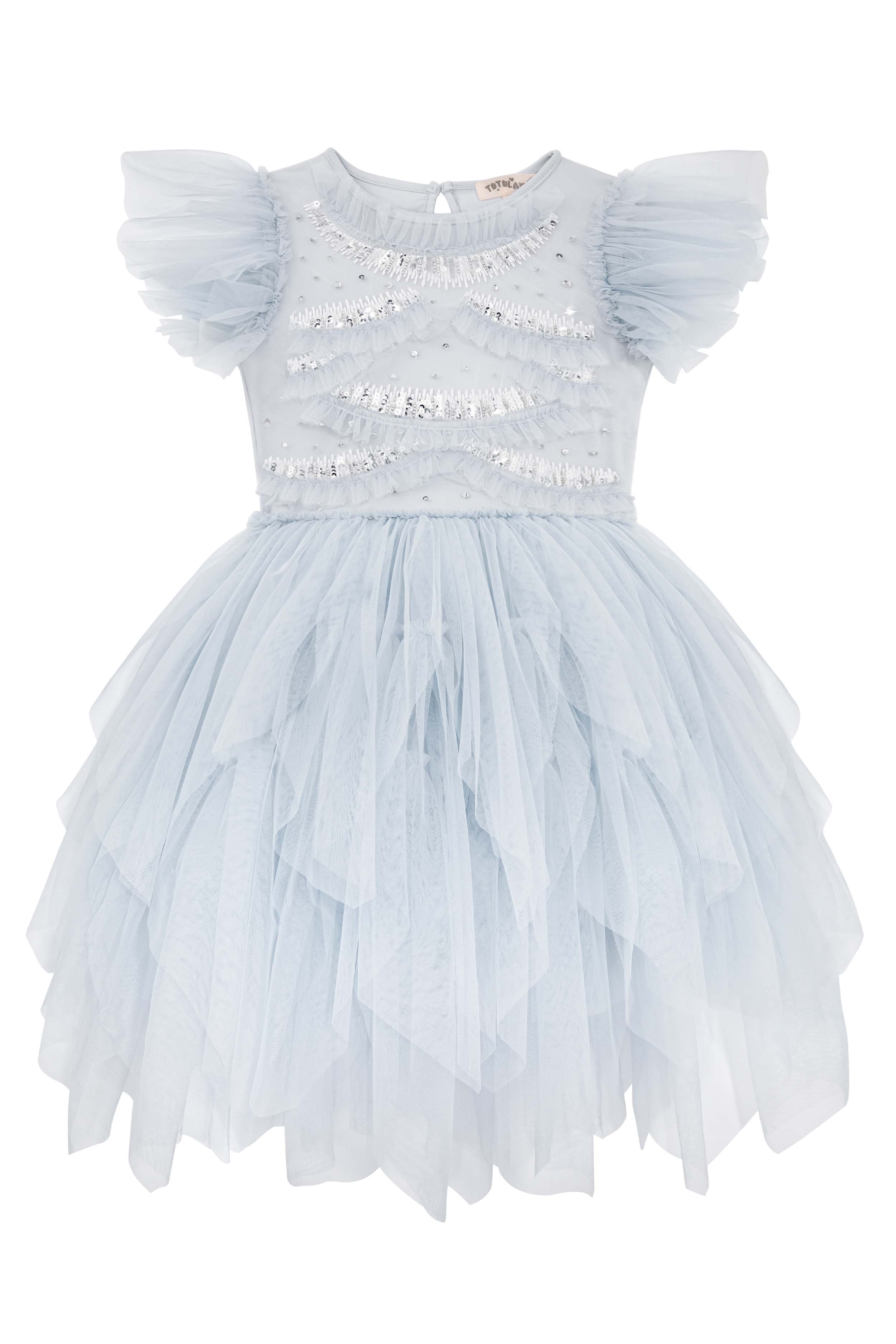 Irregular Hem Flutter Sleeves Toddler Dress